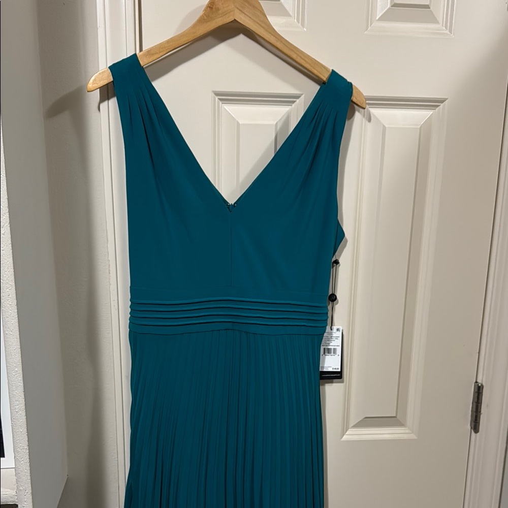 Adrianna Papell Teal Pleated Midi Dress